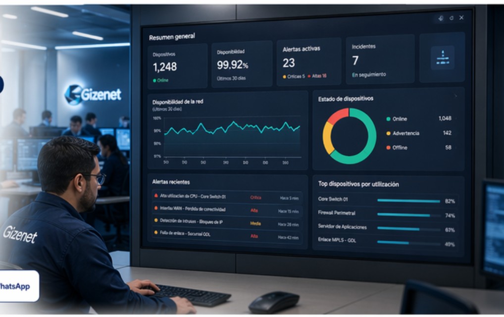 Centro de monitoreo y tablero de visibilidad Gizenet