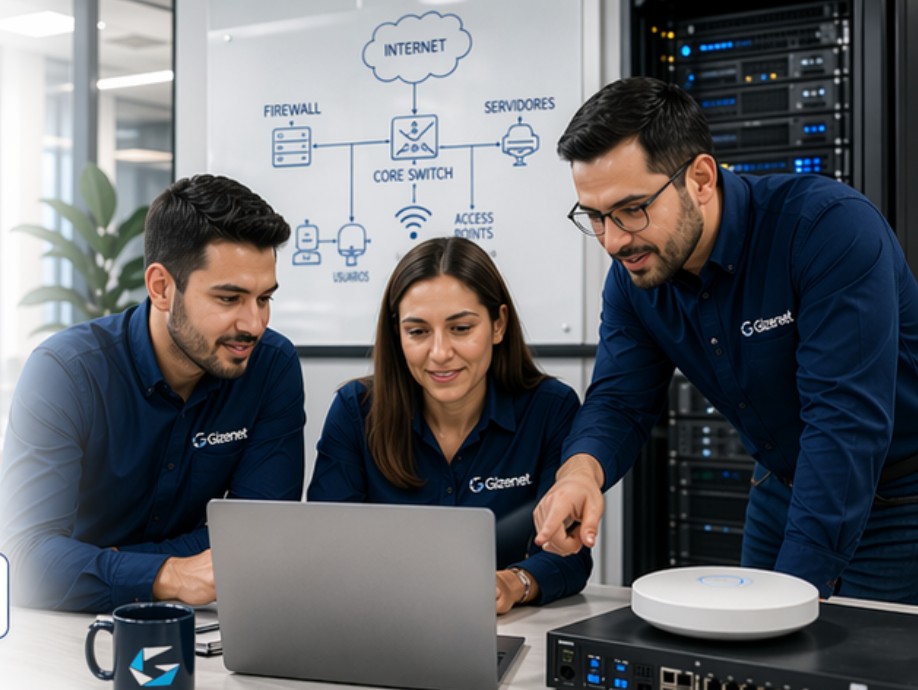 Equipo Gizenet trabajando alrededor de una solución de red